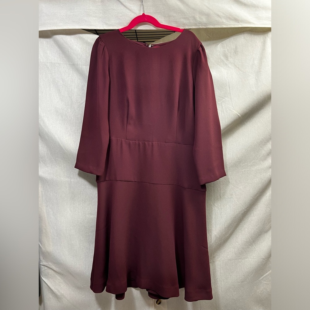 Ann Taylor Deep Burgundy Long Sleeve Dress